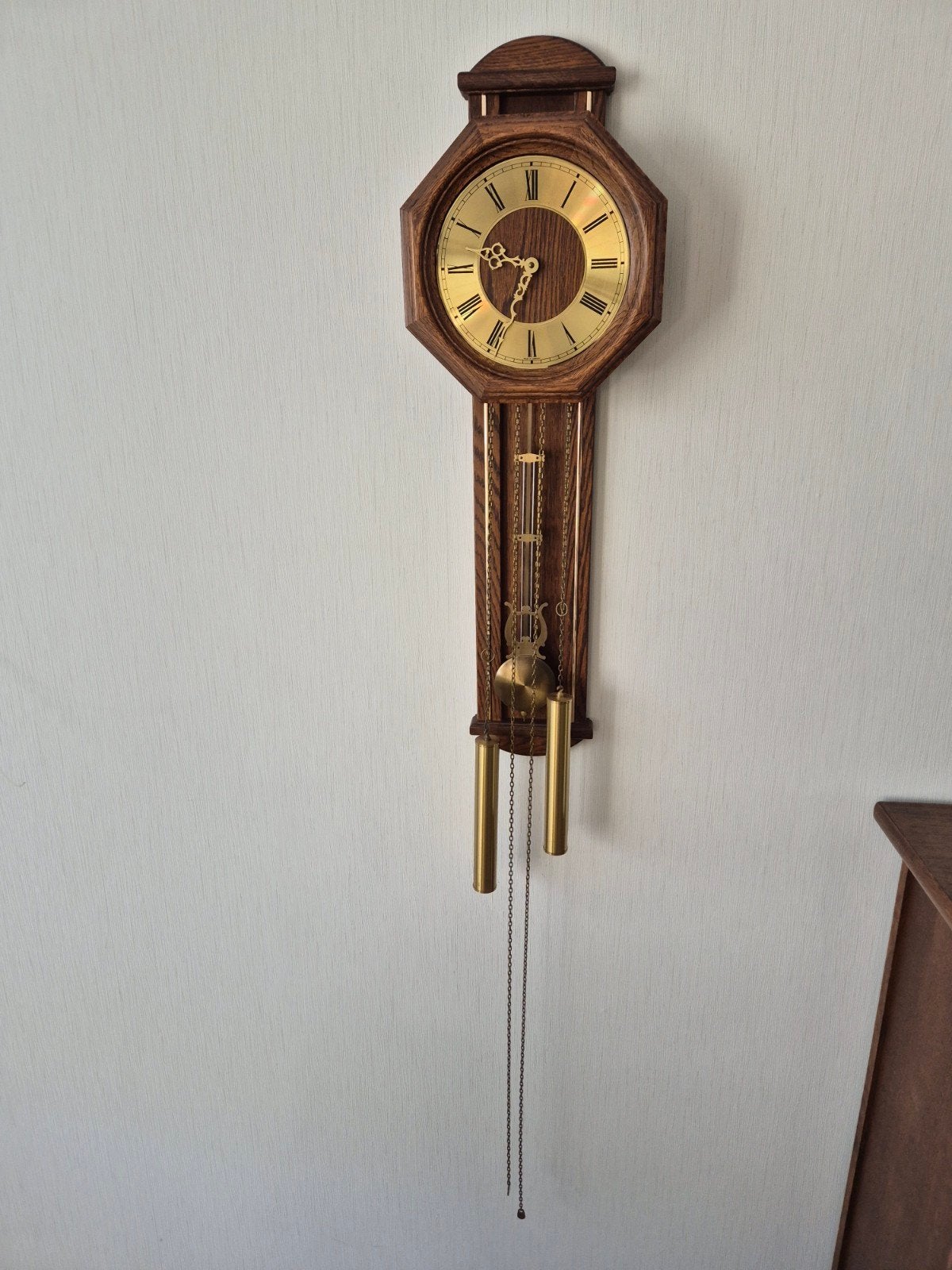 Franz Hermle mechanische wandklok, Ophalen, Wandklok, Bruin, Met slagwerk