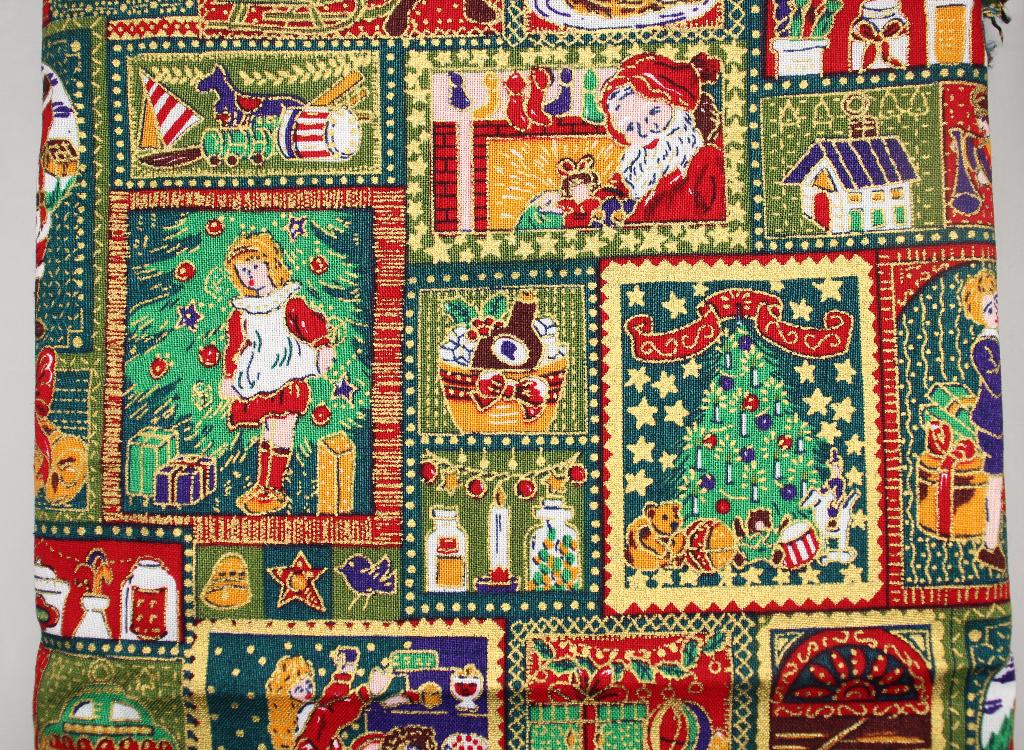 Coupon 100% katoen stof - groen rood kerst goud detail #4122, Hobby en Vrije tijd, Stoffen en Lappen, Nieuw, Ophalen of Verzenden