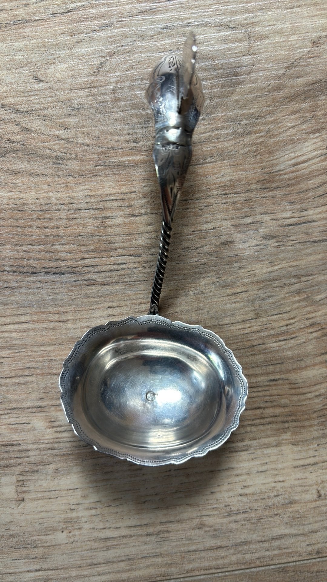 zilveren room lepel met versieringen., Antiek en Kunst, Ophalen of Verzenden