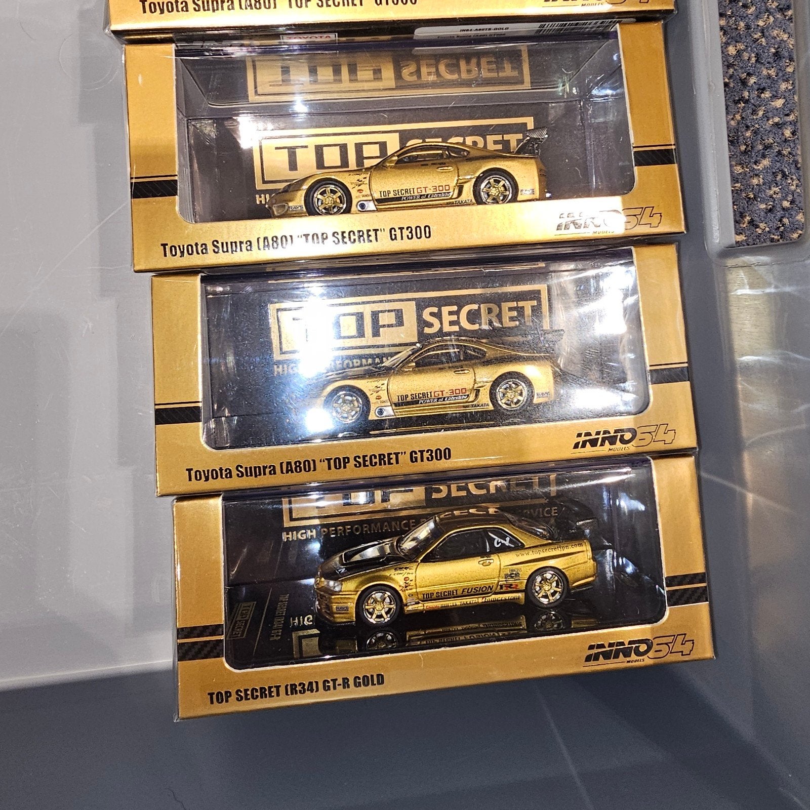 INNO64 Toyota Supra (A80) & Nissan Skyline (R34) GT-R Gold, Onbekend, Ophalen of Verzenden, Onbekend, Nieuw