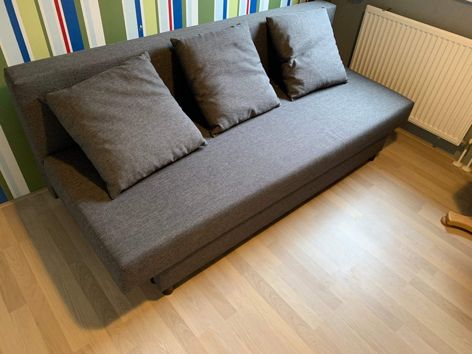 IKEA ASARUM 3-zits slaapbank - Grijs met opbergruimte, Huis en Inrichting, Ophalen, Gebruikt, Tweepersoons, 190 cm of minder