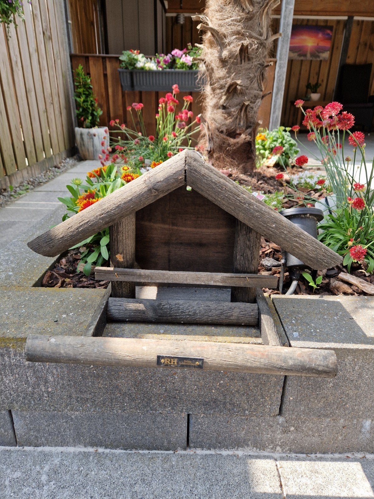 Houten vogelhuisje / voederhuisje voor tuindecoratie, Ophalen of Verzenden, Gebruikt