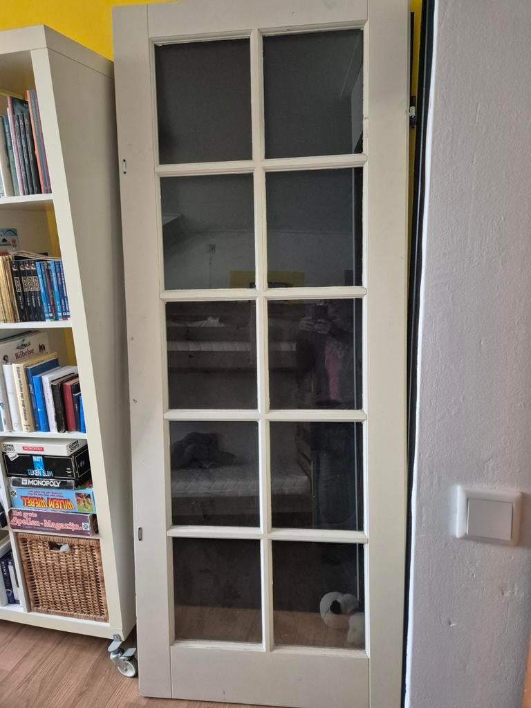 Opdek binnendeur 83x210 cm met glaspanelen, Ophalen of Verzenden, Gebruikt, Binnendeur, 200 tot 215 cm