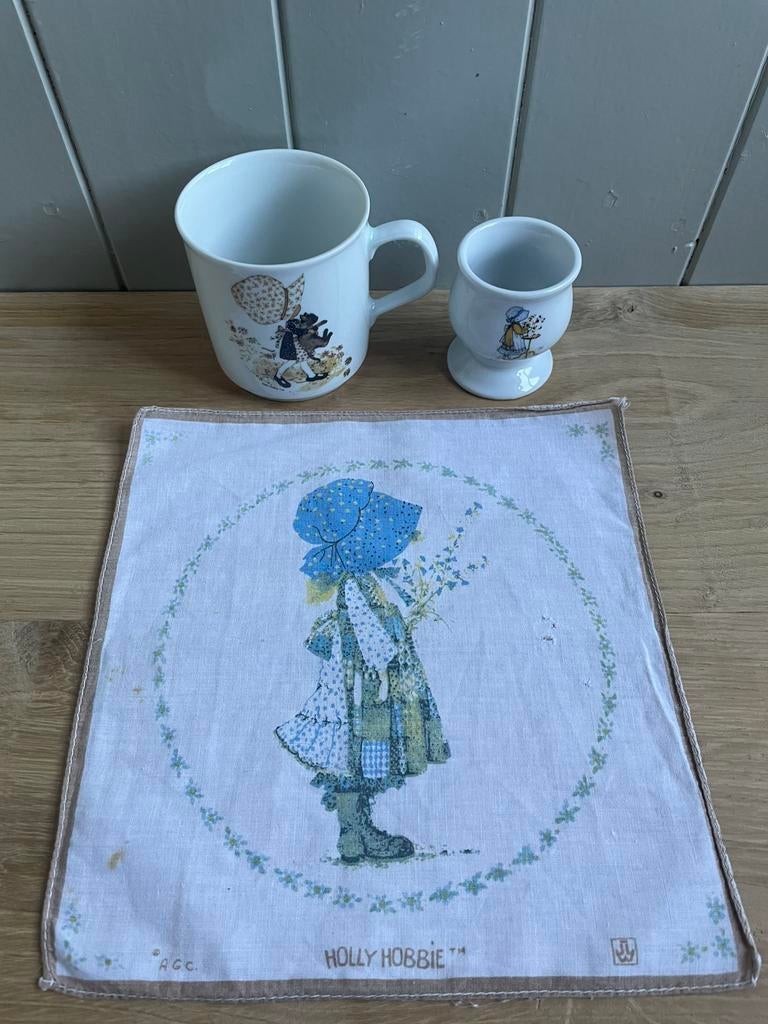 Vintage Holly Hobby mok eierdop zakdoekje 1970s-1980s, Huis en Inrichting, Keuken | Servies, Gebruikt, Overige typen, Ophalen of Verzenden