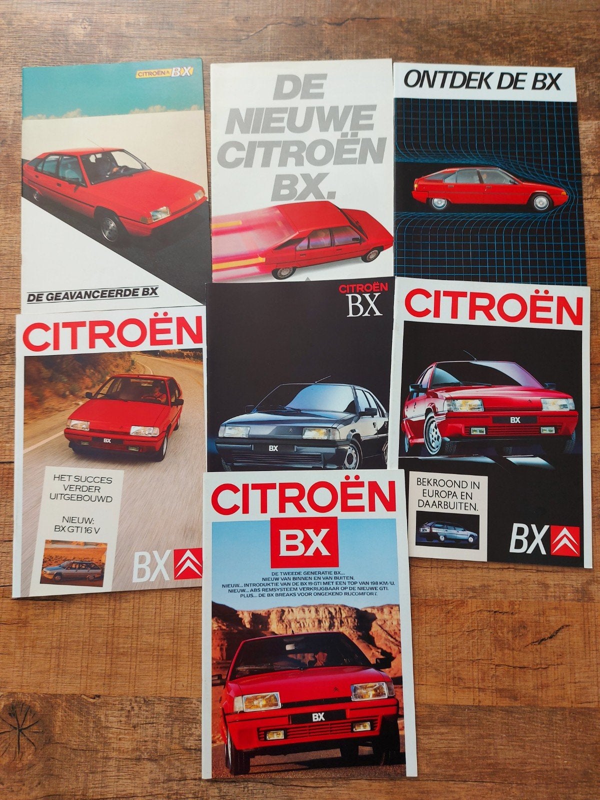 Citroën BX folder set (7x) NL vanaf 1983, Ophalen of Verzenden, Zo goed als nieuw, Citroën