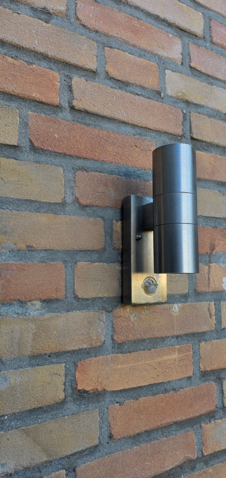 RVS buitenlamp met sensor, Gebruikt, Minder dan 50 watt, Wandlamp, Ophalen of Verzenden