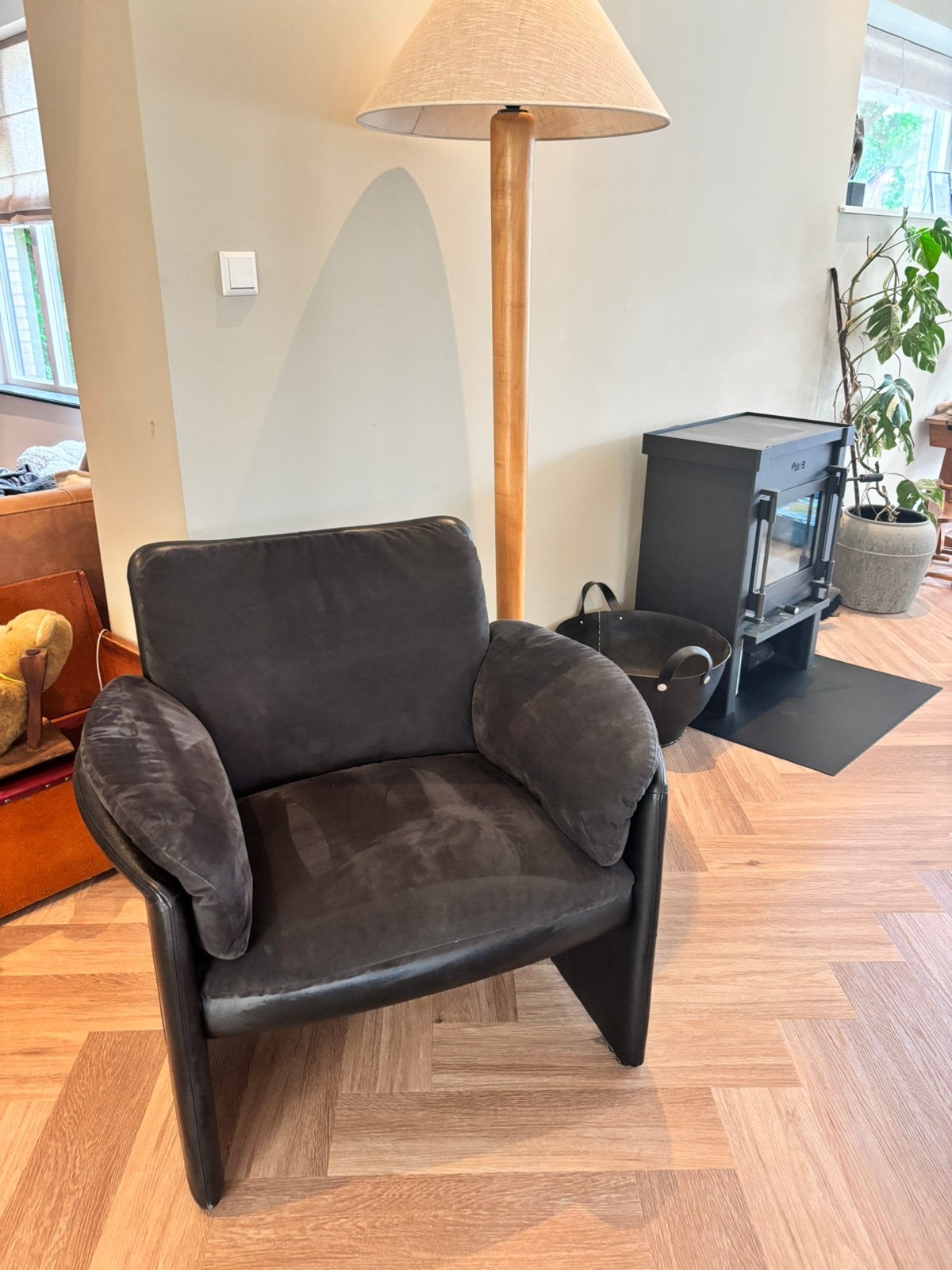 Alcantara Leolux Bora fauteuil blauw, Ophalen, Eenpersoons, 75 tot 100 cm, Zo goed als nieuw
