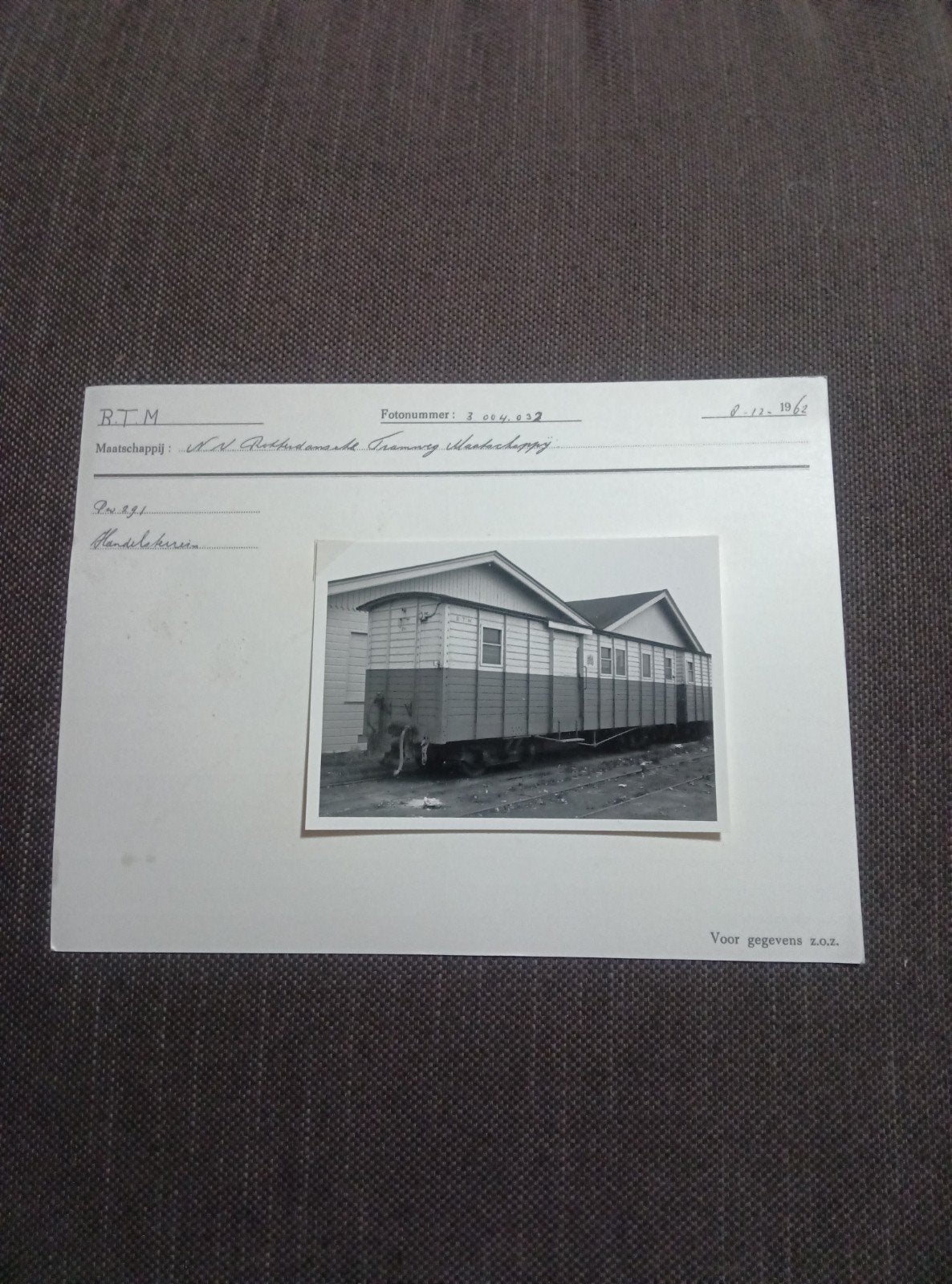 RTM Trein foto  met specificaties, Ophalen of Verzenden, Gebruikt, Trein, Boek of Tijdschrift