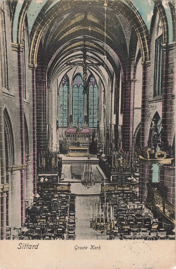 Sittard Groote Kerk interieur B3359, Verzamelen, Ansichtkaarten | Nederland, Ophalen, Voor 1920, Gelopen, Limburg