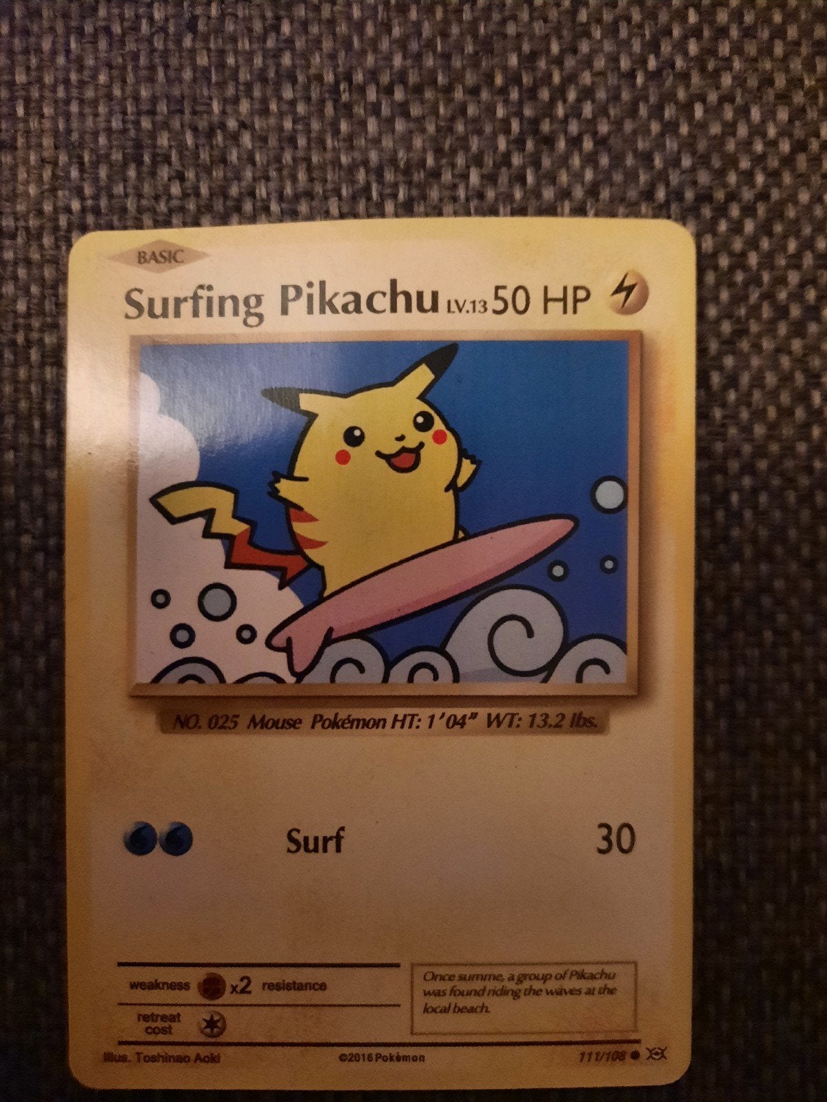 Surfing Pikachu Pokémon kaart, Ophalen of Verzenden, Nieuw, Losse kaart