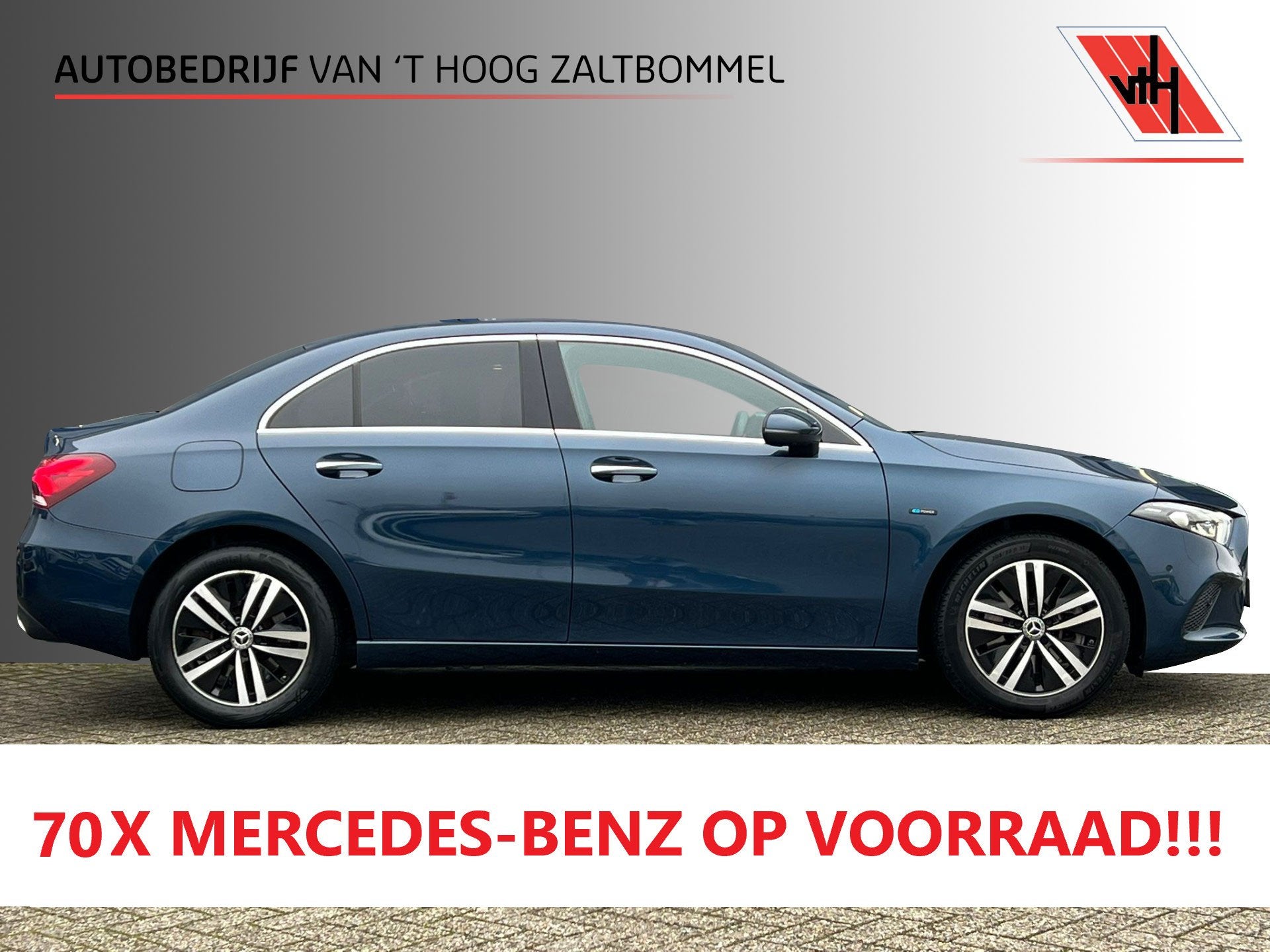 Mercedes-Benz A-Klasse 250e AUT8 Premium LEDER SFEER KEY-LES, Auto's, Mercedes-Benz, Gebruikt, 4 cilinders, Blauw, Bedrijf