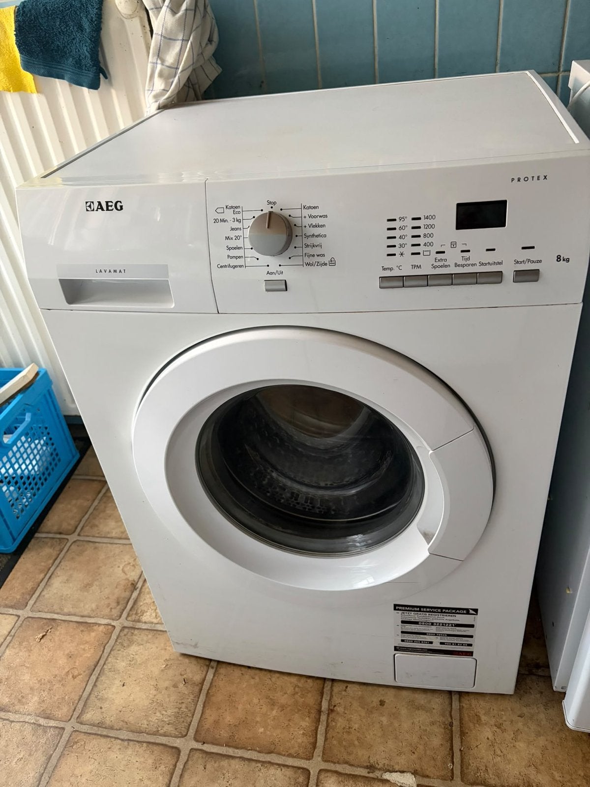 AEG 8 kg wasmachine, Ophalen, 1200 tot 1600 toeren, Gebruikt, 8 tot 10 kg