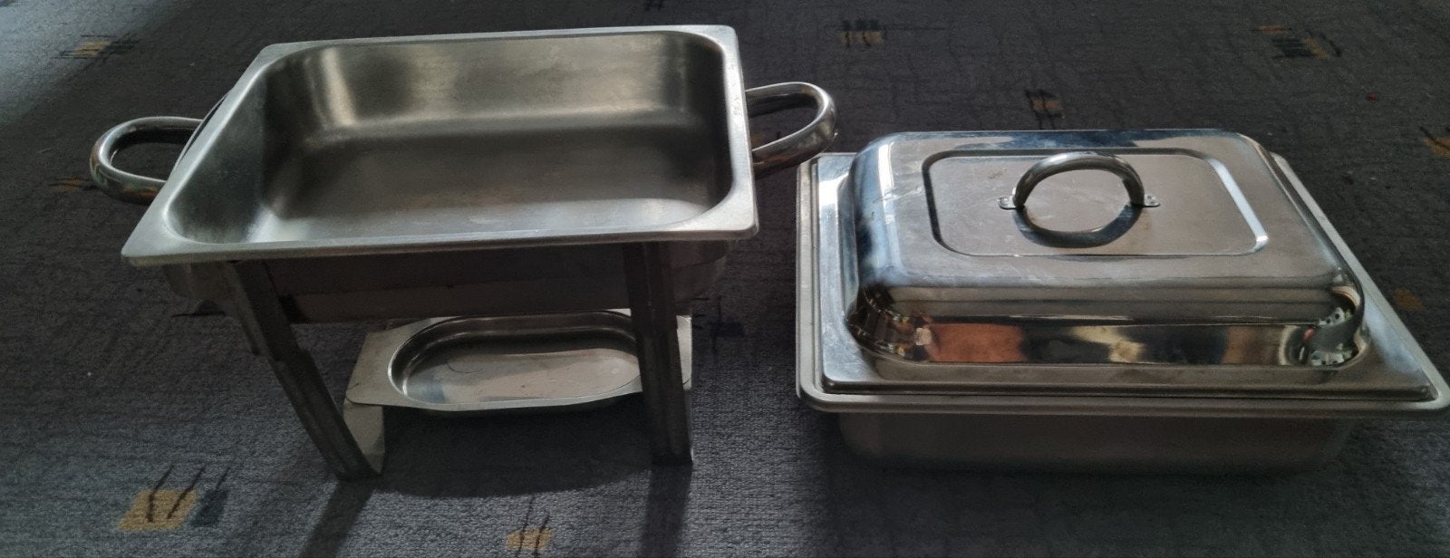 Chafing dish set - RVS warmhoudbakken, Huis en Inrichting, Ophalen, Zilver, Metaal, Overige typen