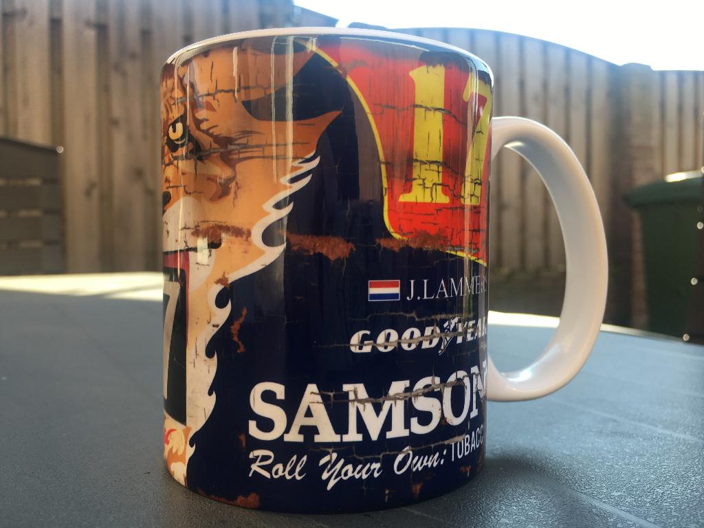 ✅ Jan Lammers Samson Shadow mok Vintage olie F1 Autosport, Verzamelen, Ophalen of Verzenden, Nieuw, Auto's