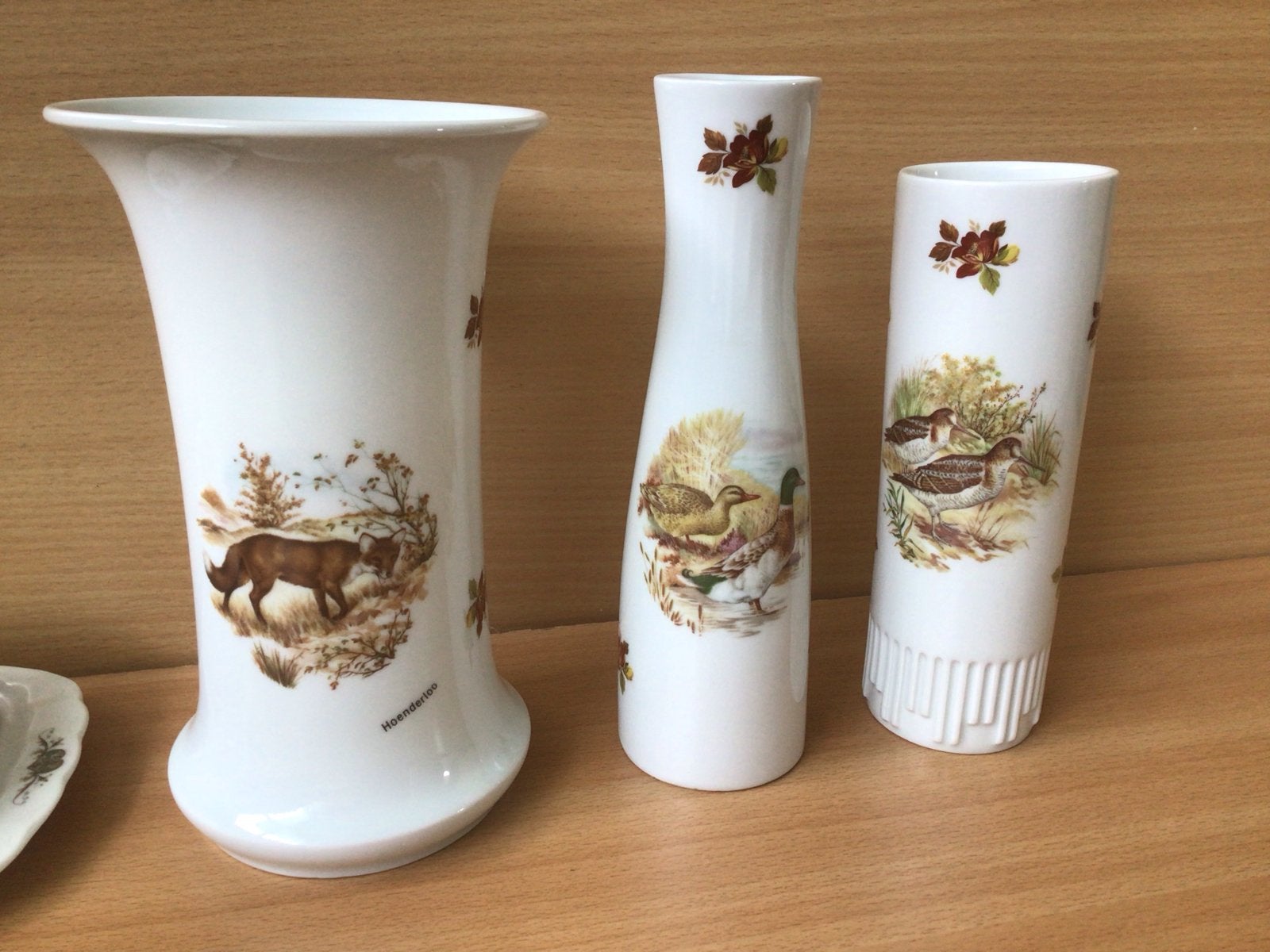 Set van 3 porseleinen vazen met dierenmotieven, Ophalen of Verzenden