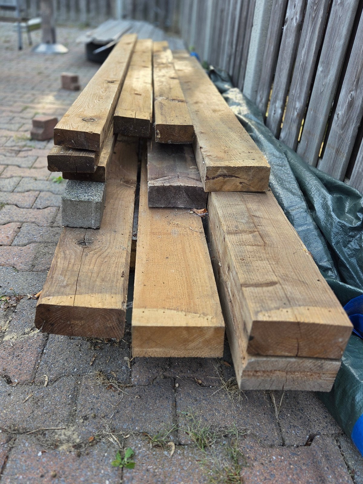 Diverse houten balken in goede staat - verschillende maten, Doe-het-zelf en Verbouw, Hout en Planken, Gebruikt, Ophalen of Verzenden