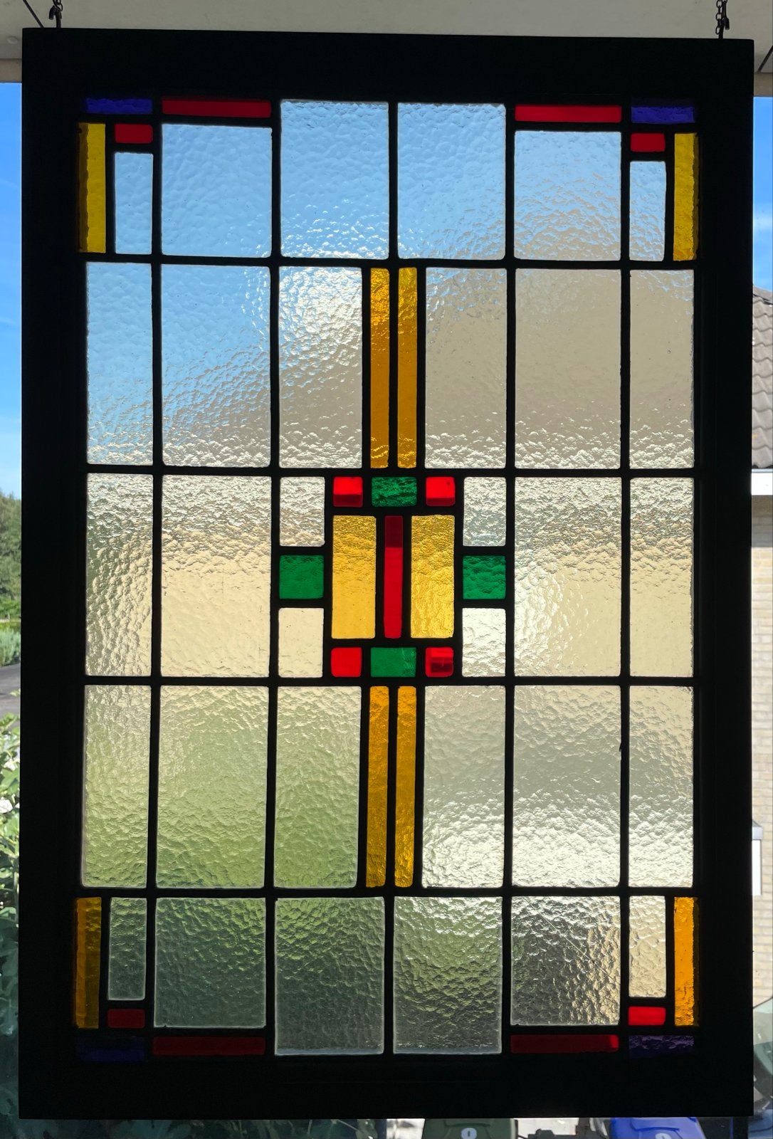 Prachtig glas-in-lood raam met Art Deco design, Ophalen