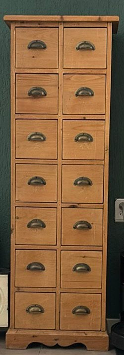 Apothekerskast, Huis en Inrichting, 5 laden of meer, Ophalen, Zo goed als nieuw, 25 tot 50 cm