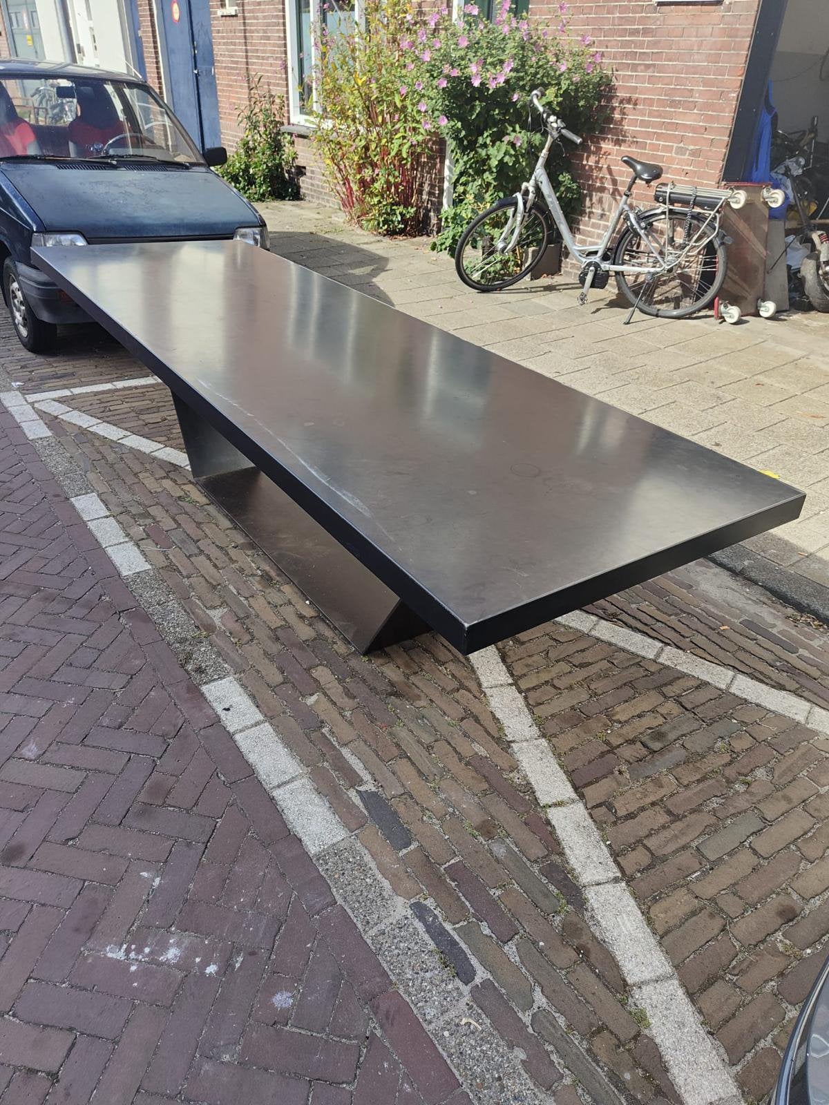 Tuintafel of vergadertafel van staal, Ophalen, Gebruikt, Rechthoekig, Metaal
