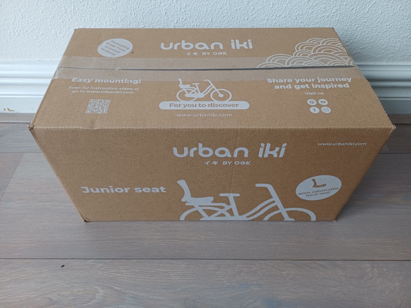 Urban Iki Junior Fietszitje - Achterzitje Bincho Black, Fietsen en Brommers, Ophalen, Achterzitje, Voetsteuntjes, 22 t/m 36 kg