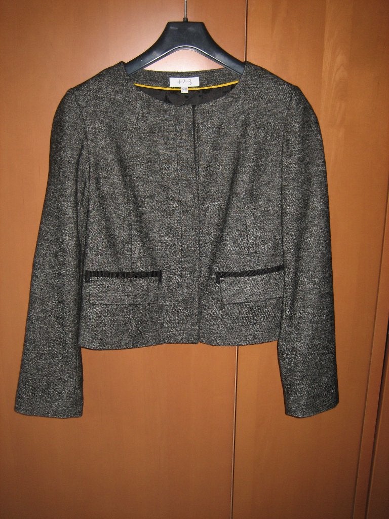 Chique stijlvol zwart-wit jasje UN-DEUX-TROIS 40 snazzeys, Maat 38/40 (M), Verzenden, Zwart, Nieuw