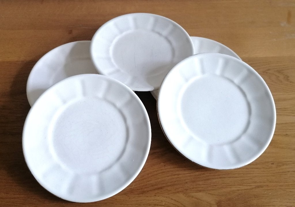 Vintage gebakschotel-/bordjes keramiek 5 stuks € 7,50, Gebruikt, Keramiek, Ophalen of Verzenden, Overige stijlen