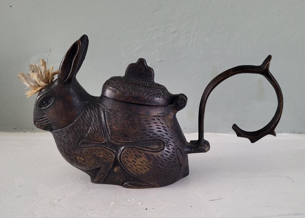 Te koop antieke bronsen olielampje, Antiek en Kunst, Ophalen of Verzenden