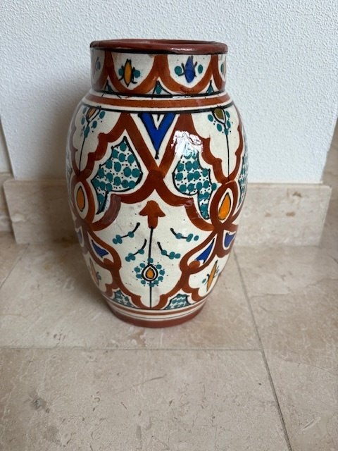 Marokkaanse vintage vaas afkomstig uit Safi, handbeschilderd, Huis en Inrichting, Woonaccessoires | Vazen, Ophalen of Verzenden