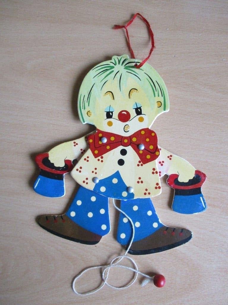 Trekpop Clown. 2 stuks Lengte 18 cm., Ophalen of Verzenden, Zo goed als nieuw, Overige typen