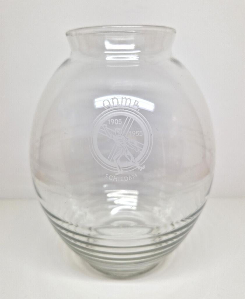 Gelegenheidsvaas Glasfabriek Leerdam A.N.M.B 50 jaar 1955., Antiek en Kunst, Antiek | Glas en Kristal, Ophalen of Verzenden