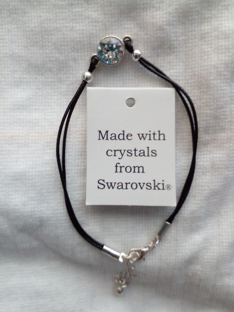 Armband met Swarovski kristal - Zwart/Zilver, Met kristal, Overige materialen, Zwart, Nieuw