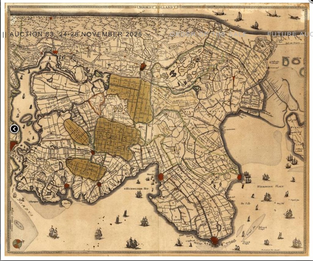 Gegraveerde landkaart 'Noordt Hollandt' & 'Oostergo', Antiek en Kunst, Ophalen of Verzenden, Cartografie, Gravure, 1600 - 1699