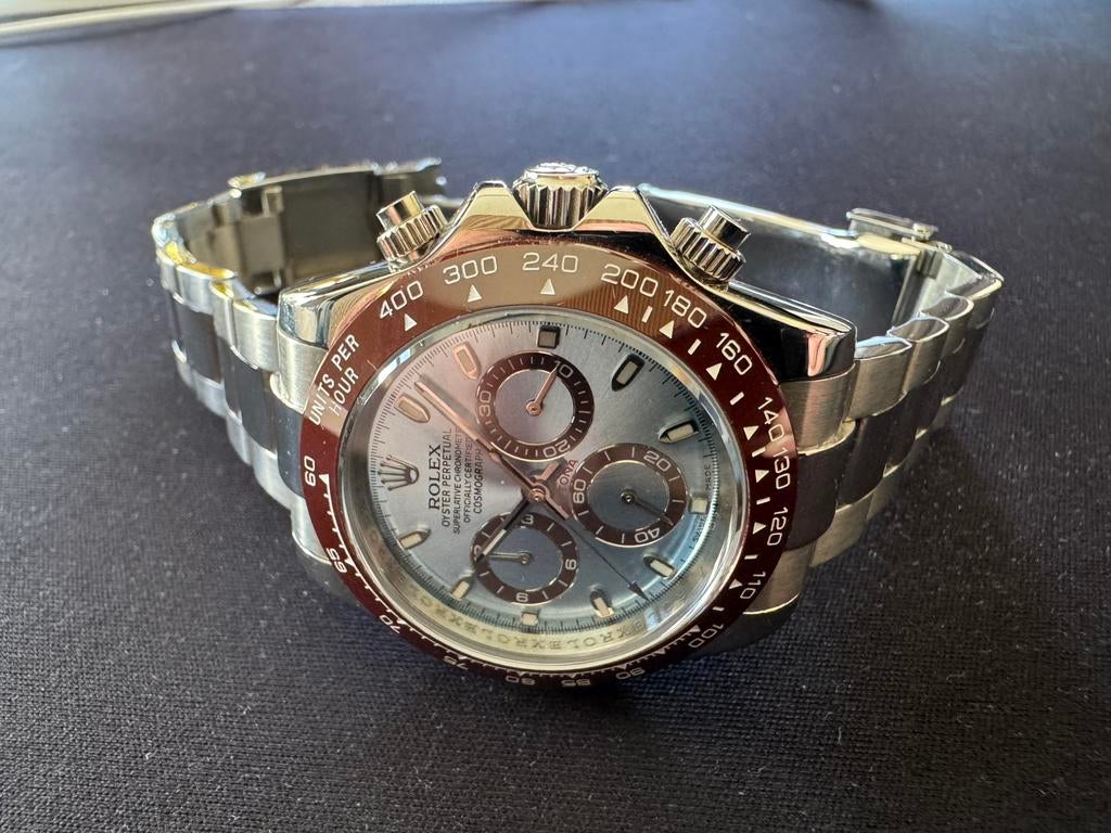 Rolex Cosmograph Daytona Oyster, 40 mm, platina ice blue, Staal, Polshorloge, Ophalen of Verzenden, Rolex