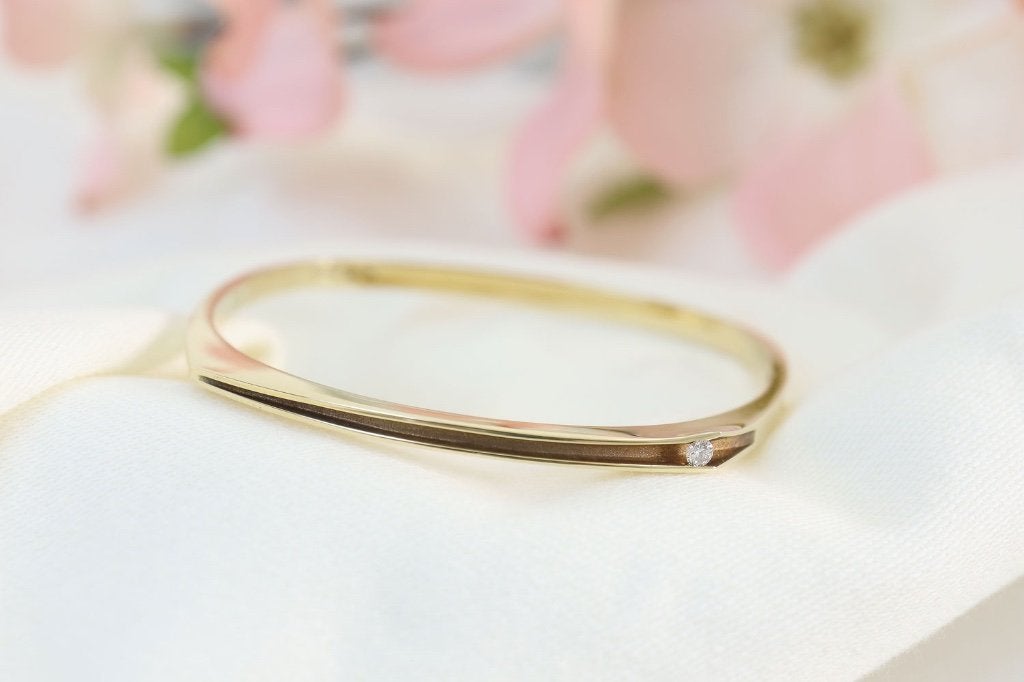 slavenarmband met diamant 14 karaat goud, Ophalen of Verzenden, Zo goed als nieuw, Goud, Goud