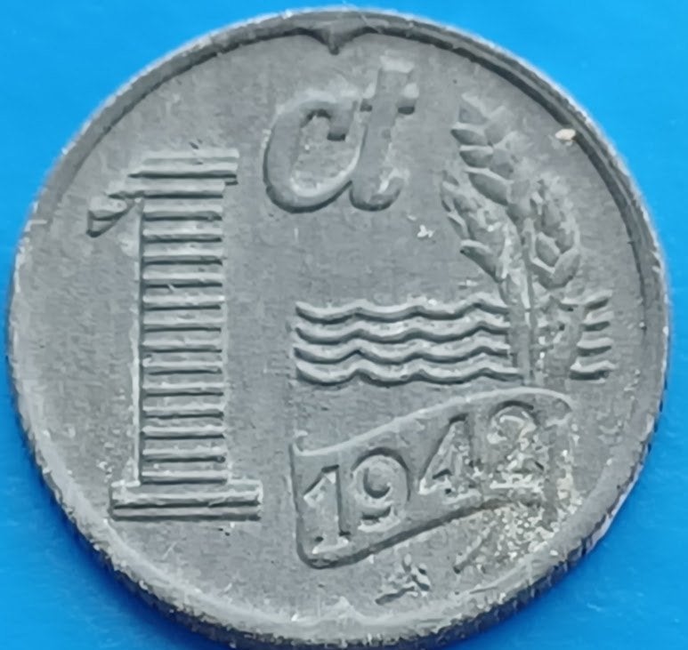 1 Cent 1942 Zink - Wilhelmina, Postzegels en Munten, Munten | Nederland, Verzenden, Koningin Wilhelmina, 1 cent, Losse munt