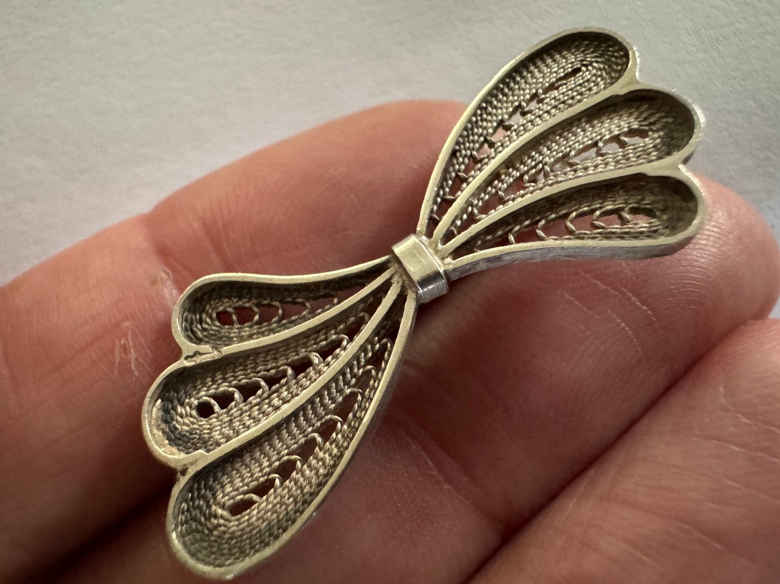 Vintage zilveren filigrain broche, Ophalen of Verzenden, Gebruikt, Zilver