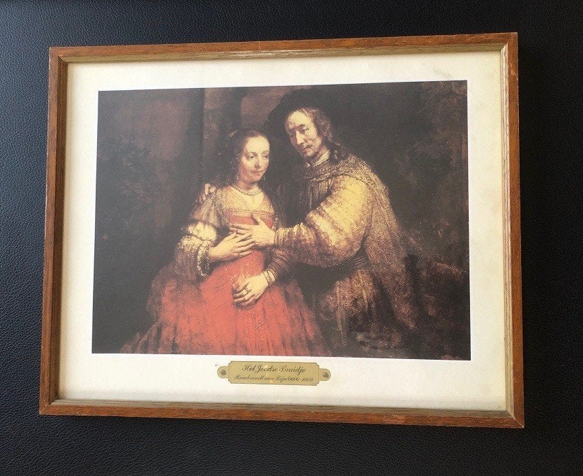 Antiek schilderij - Het Joodse bruidje - Rembrandt van Rijn, Verzenden, Klassiek, Portret of Personen