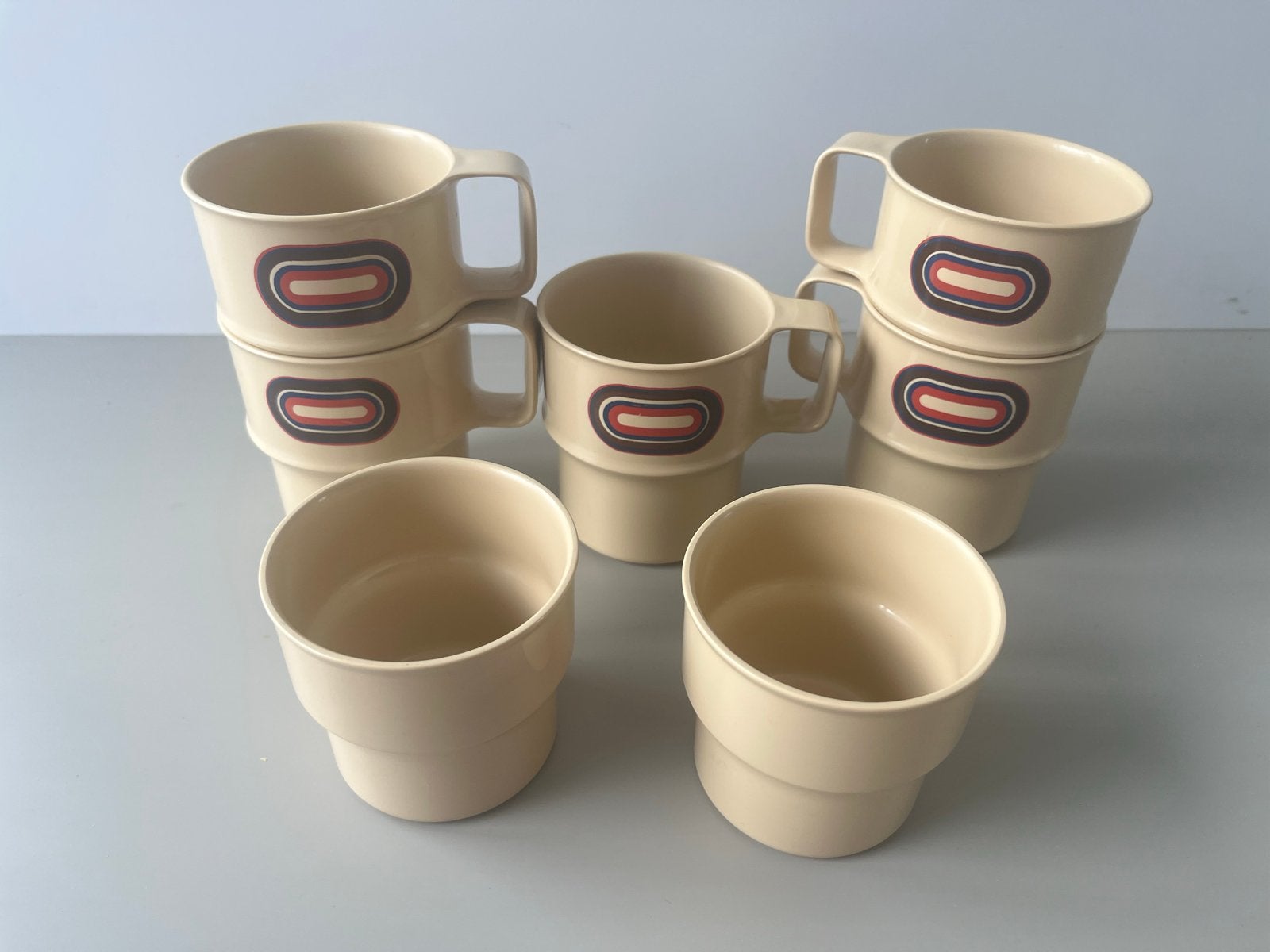 Set van 7 vintage retro Mepal bekers, Ophalen of Verzenden