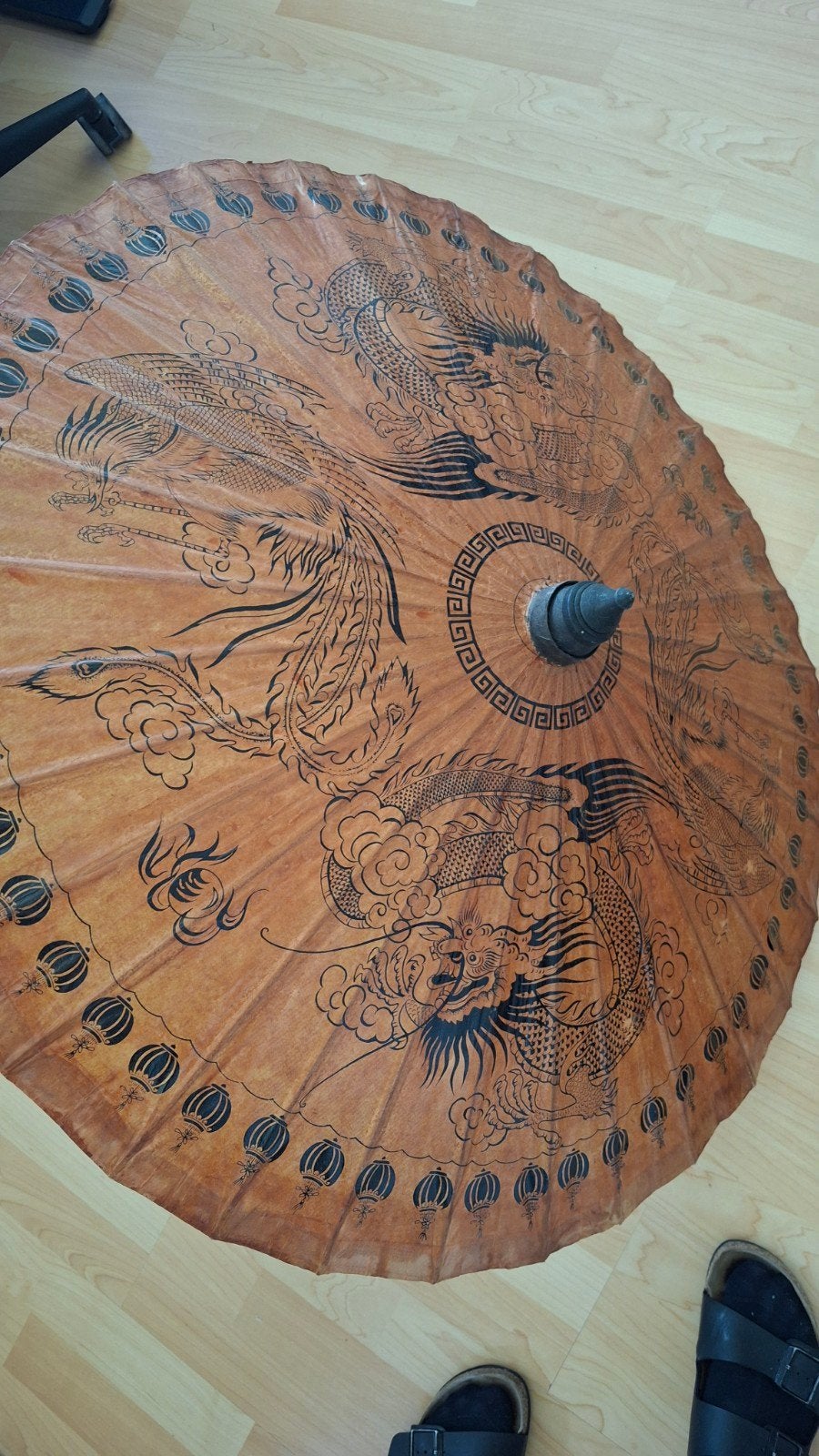 Traditionele Chinese oliepapierparasol, Ophalen, Handgemaakt, Bruin, Overige typen