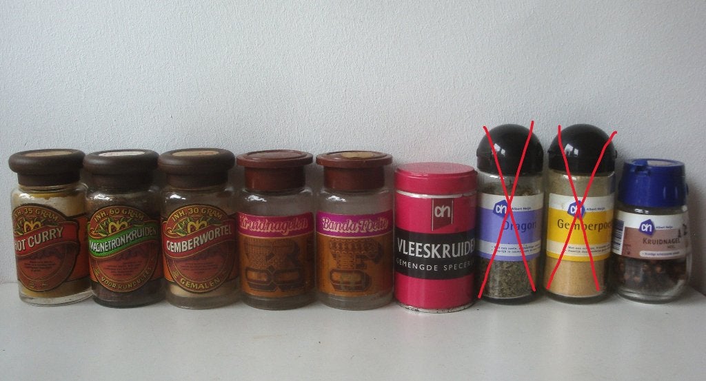 7 kruidenpotjes Albert Heijn, verschillende leeftijden, Verzamelen, Ophalen of Verzenden, Zo goed als nieuw, Verpakking