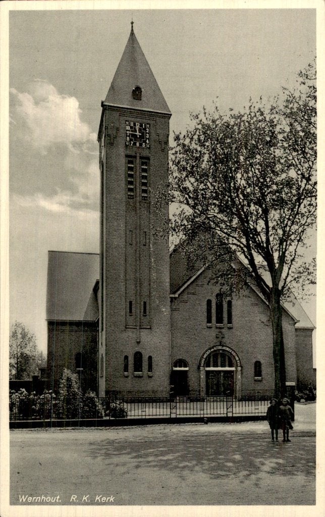 Wernhout - R. K. Kerk - Toren, Verzamelen, Ophalen of Verzenden, 1920 tot 1940, Ongelopen, Noord-Brabant