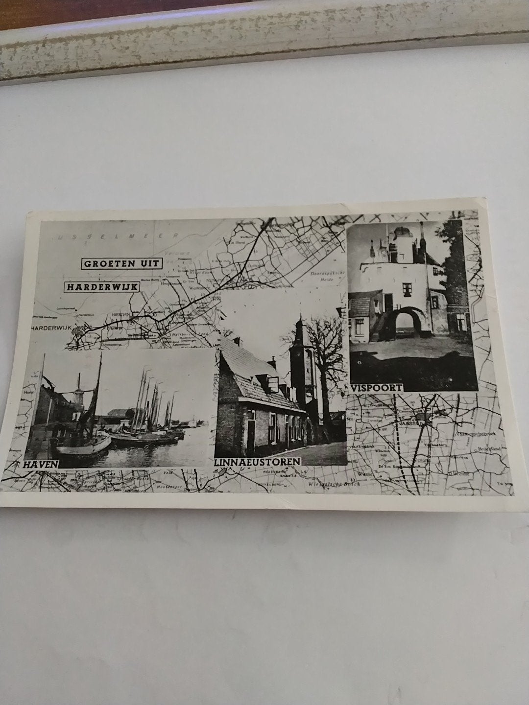 Oude ansichtkaart Groeten uit Harderwijk 1957, Ophalen of Verzenden, 1940 tot 1960, Gelopen, Gelderland