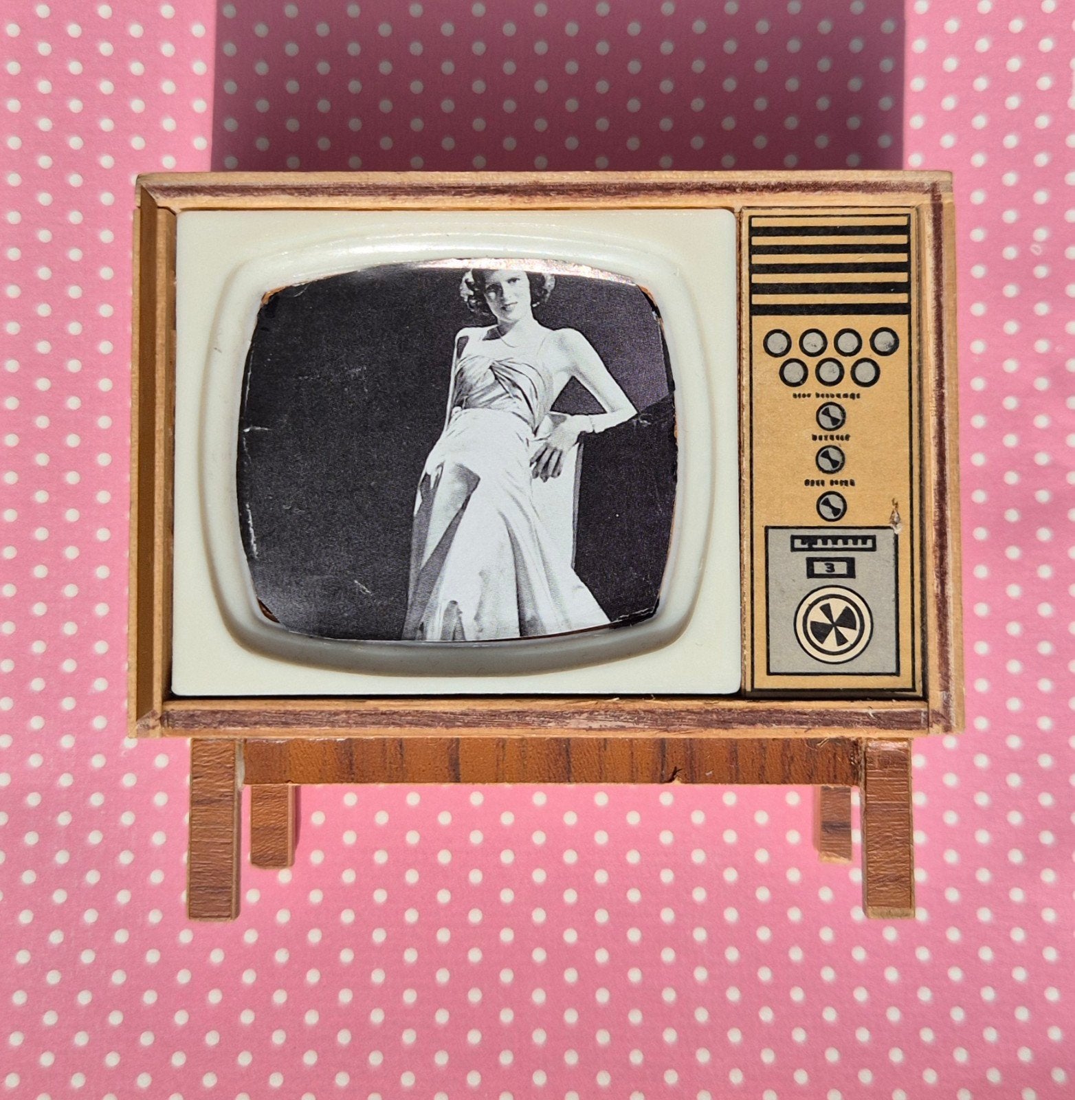 Vintage poppenhuis tv jaren 50 60 mid century Barbie retro, Verzamelen, Ophalen of Verzenden, Gebruikt, Decoratie