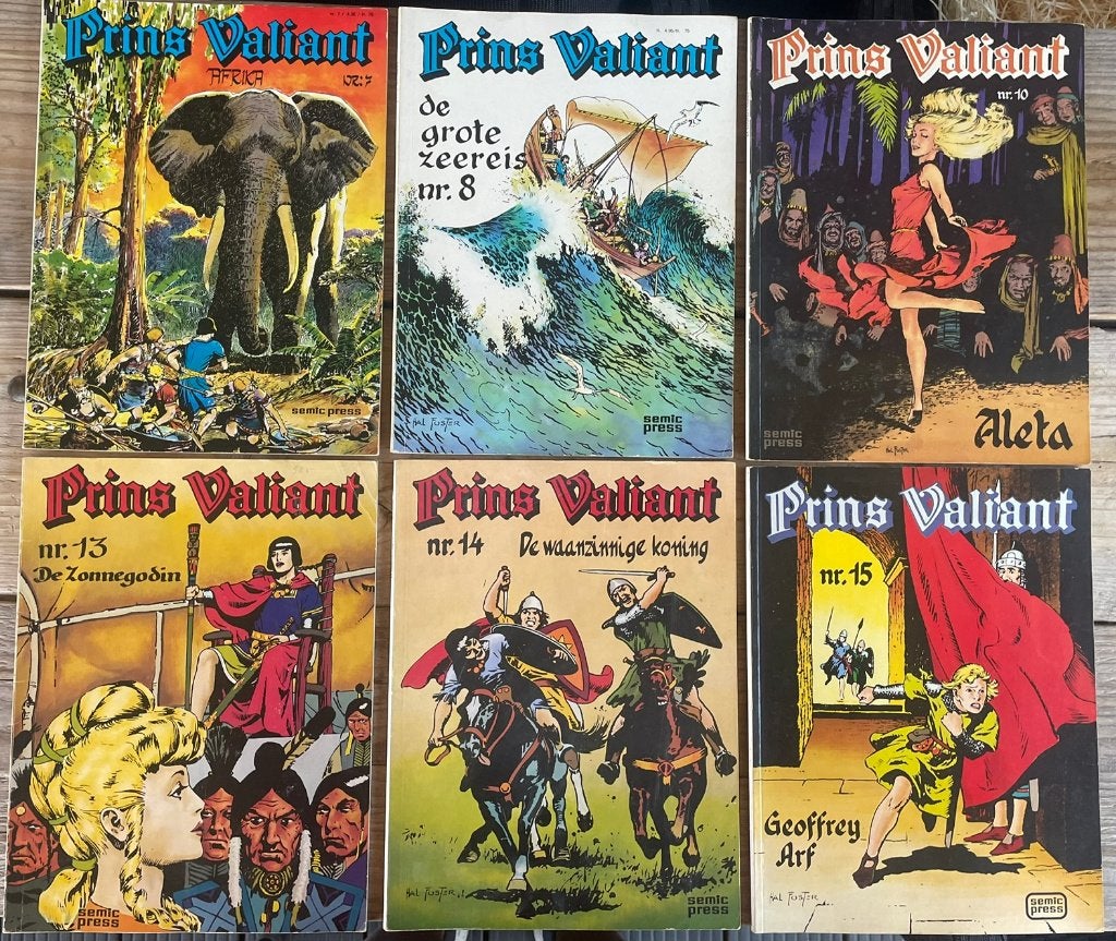 6 delen Prins Valiant, SEMIC press, Boeken, Stripboeken, Gelezen, Harold Foster, Ophalen of Verzenden, Meerdere stripboeken