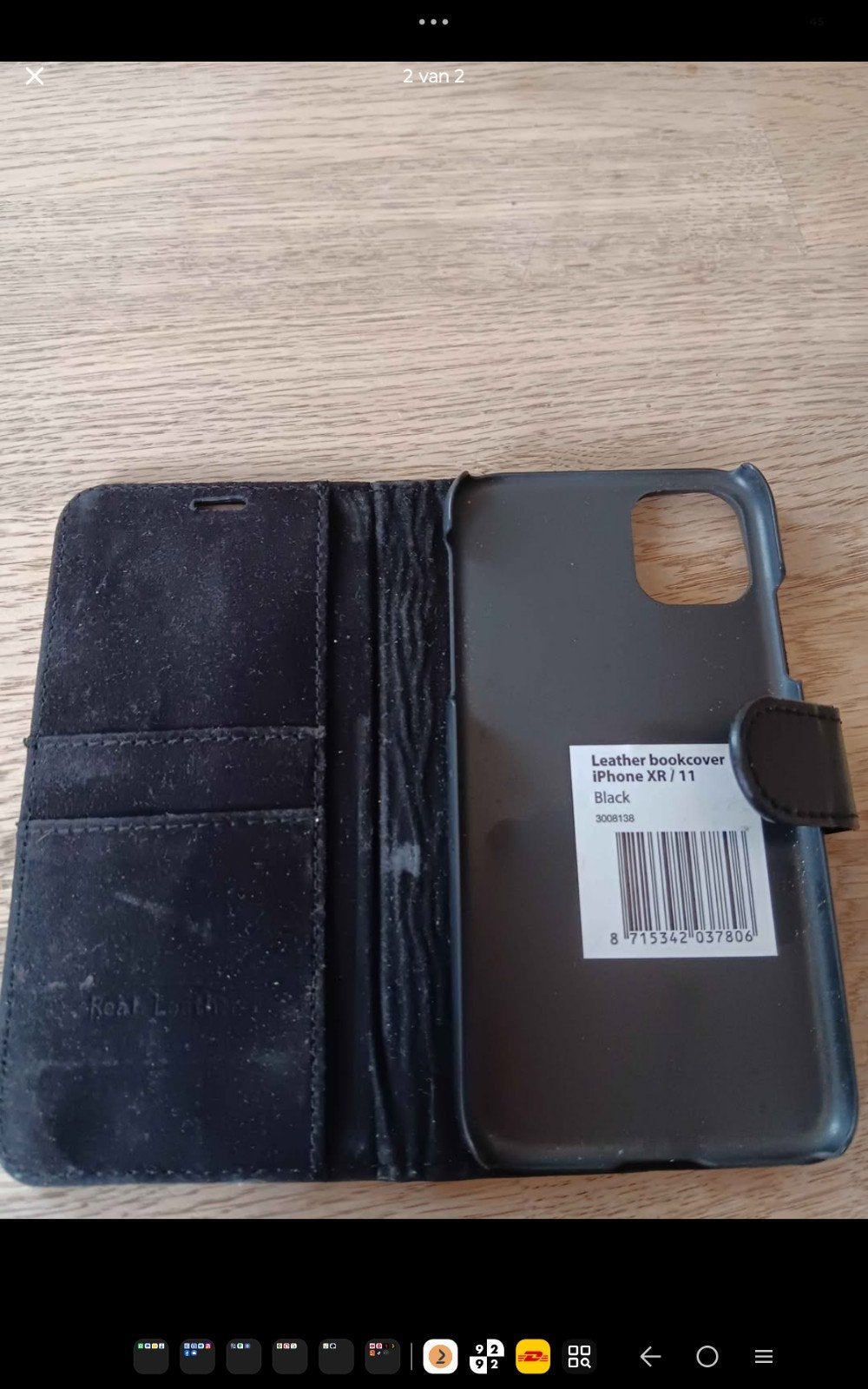 Zwart lederen bookcover voor iPhone XR / 11, Pasjeshouder, Overige merken, IPhone XR, Ophalen of Verzenden