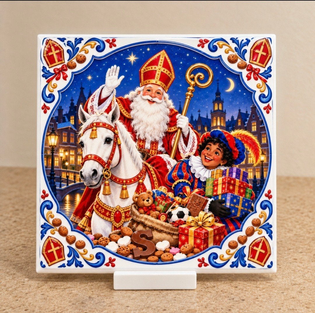 Keramische decoratie tegel Sinterklaas, Antiek en Kunst, Verzenden