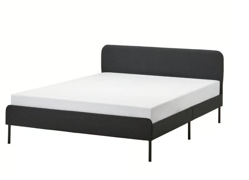 Ikea Slattum bed, Ophalen, Zwart, Gestoffeerd, 140 cm