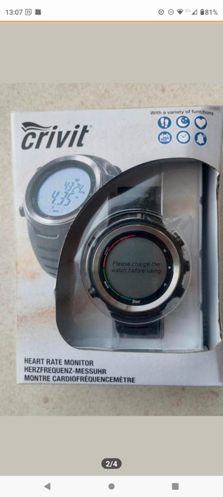 Crivit Hartslagmeter Horloge - Nieuw in Doos, Hartslag, Zwart, Nieuw, Ophalen of Verzenden