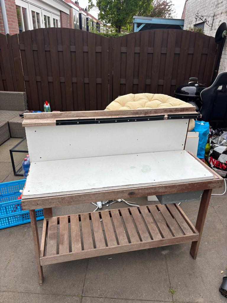 oppottafel - handig voor tuinieren, Tuin en Terras, Tuintafels, Ophalen, Zo goed als nieuw, Rechthoekig, Hout