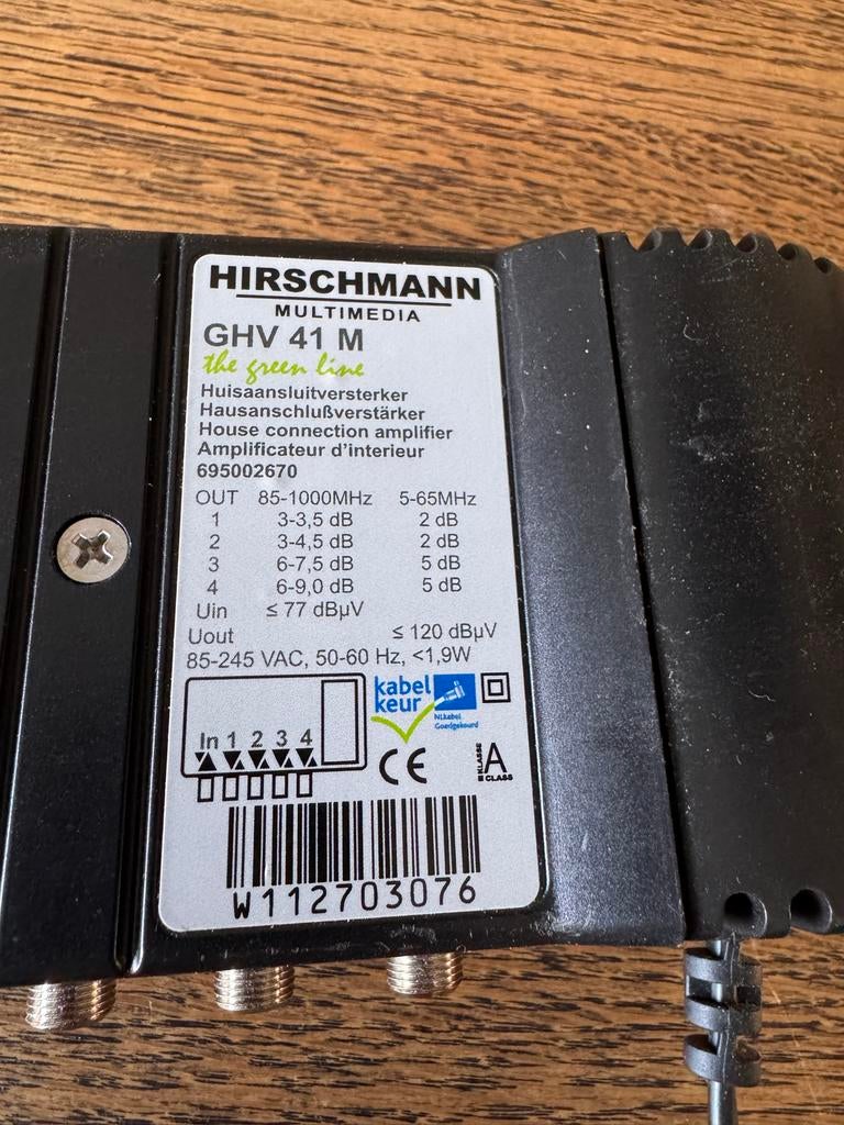 Hirschmann GHV 41 M Antenne Versterker - 4 Uitgangen, Ophalen, Gebruikt, Toebehoren